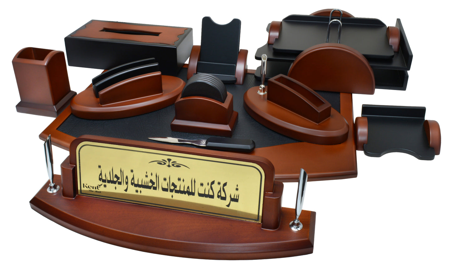طقم مكتب ريفينادو (بني) 12 قطعة مع حامل اسم